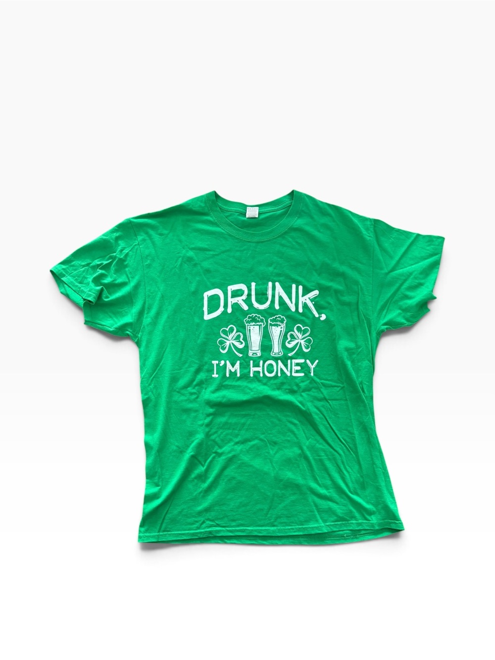 Fruit of the Loom Green Graphic Tee - "Drunk, I'm Honey"